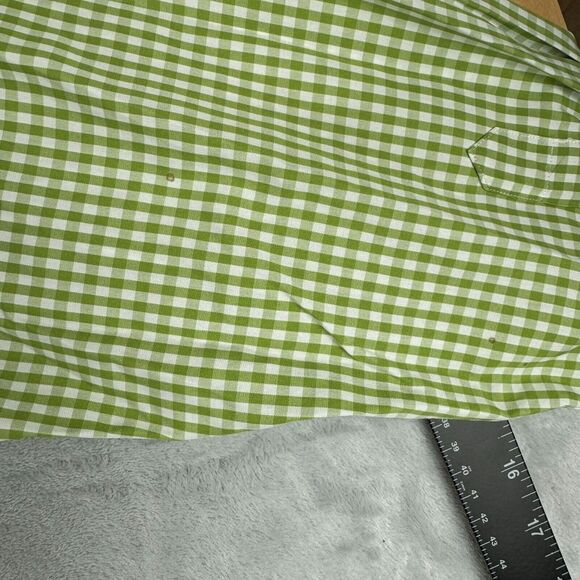 Tailorbyrd Shirt Mens Medium Green Gingham Plaid Flamingo Button Up* - Picture 3 of 12